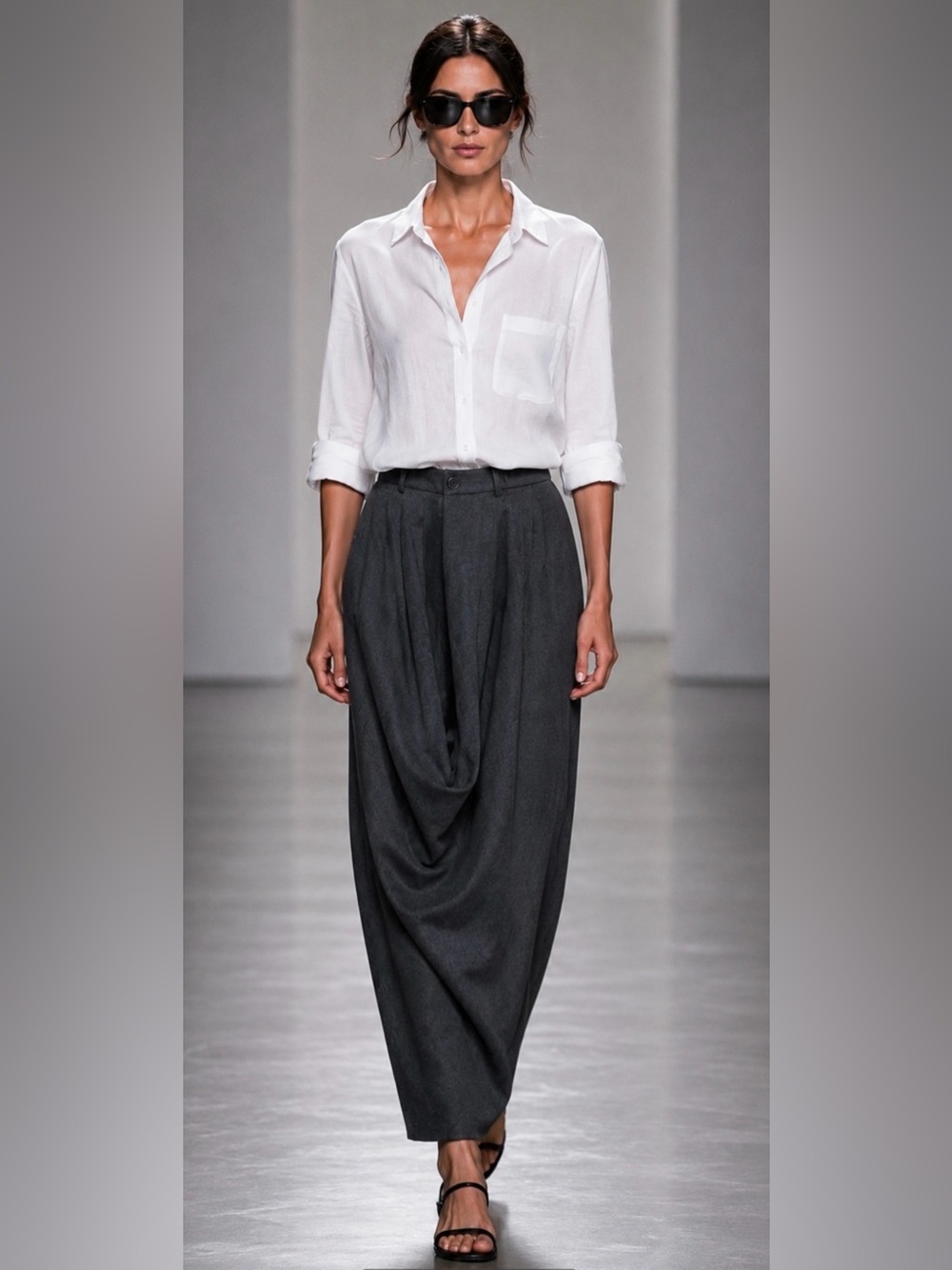 ZARA Draped Maxi Skirt – Gray | Size M